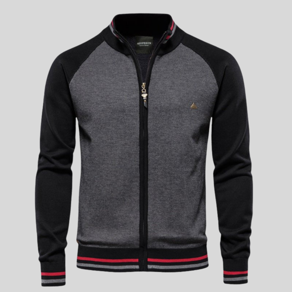 Men’s Two Tone Raglan Zip Cardigan