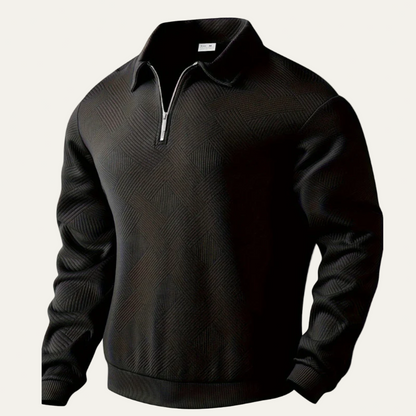 Men’s Textured Quarter Zipper Polo Sweater