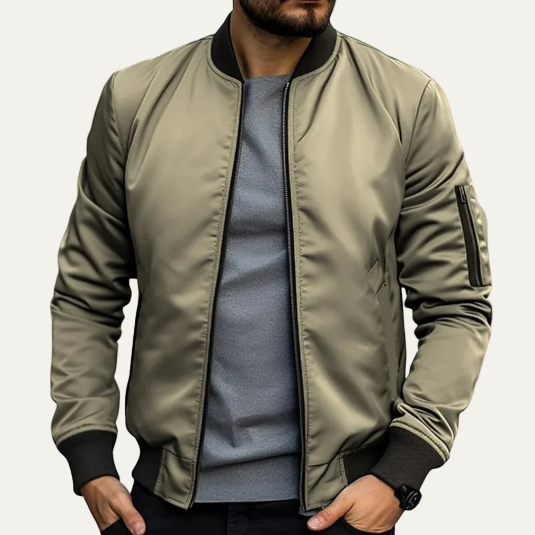 Men’s Classic Ribbed Collar Bomber Jacket