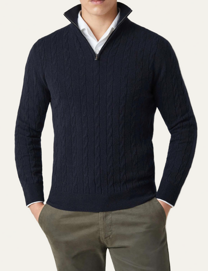 Men’s Cable Knit Zipper Sweater