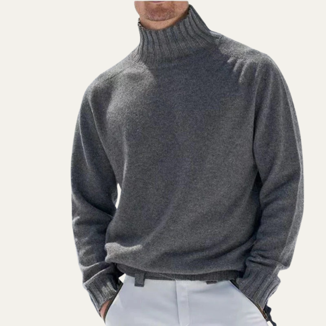 Men’s Ribbed Wool Turtleneck Knit Sweater