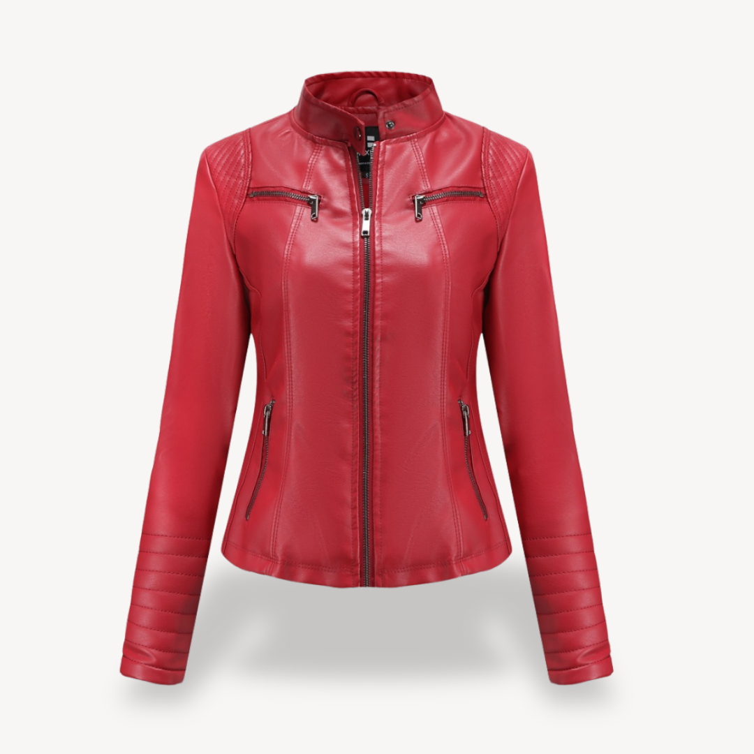 Classic Biker Faux Leather Jacket Women