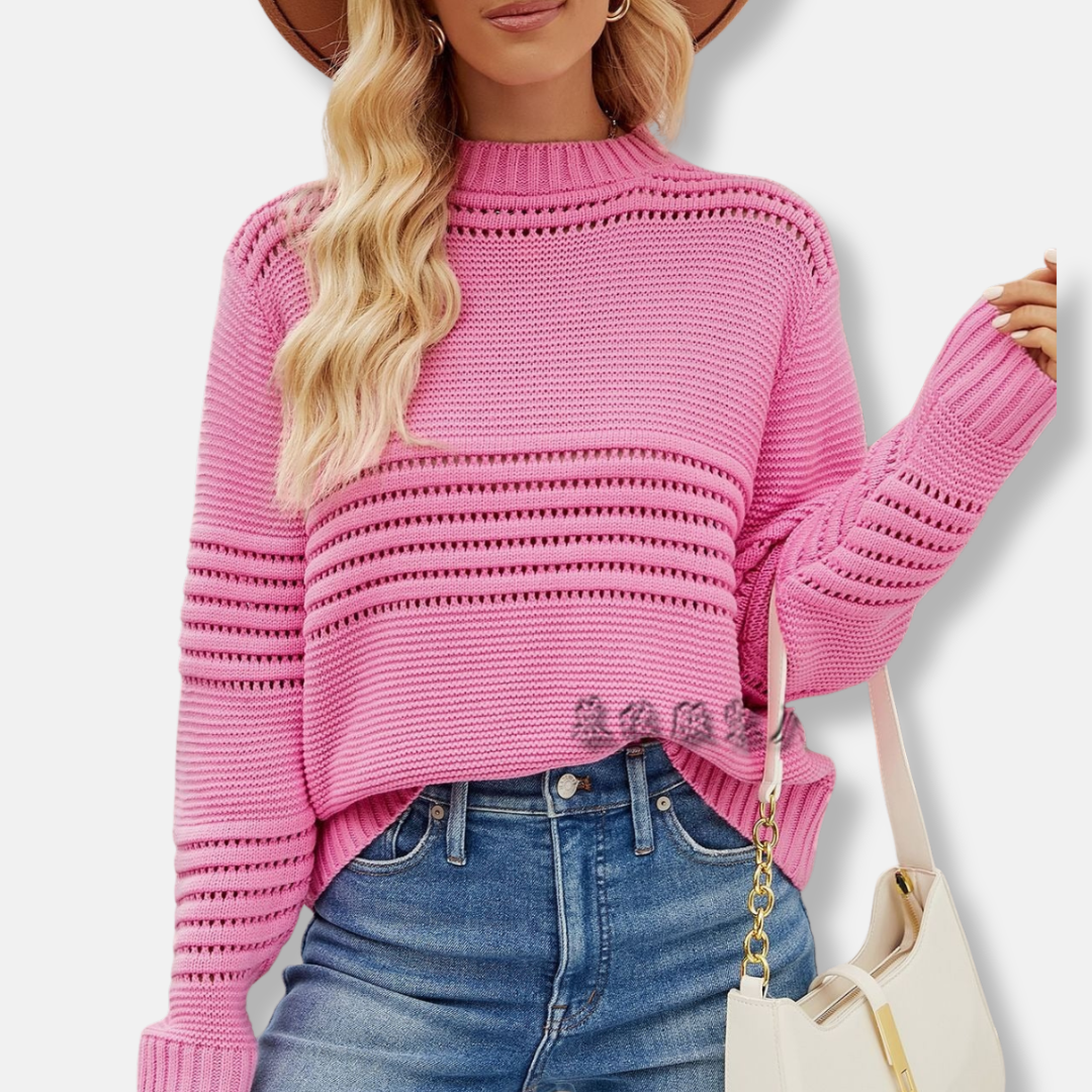 Women’s Pullover Sweater – Relaxed Fit – Drop Shoulder – Cotton Knit – Ribbed Trim
