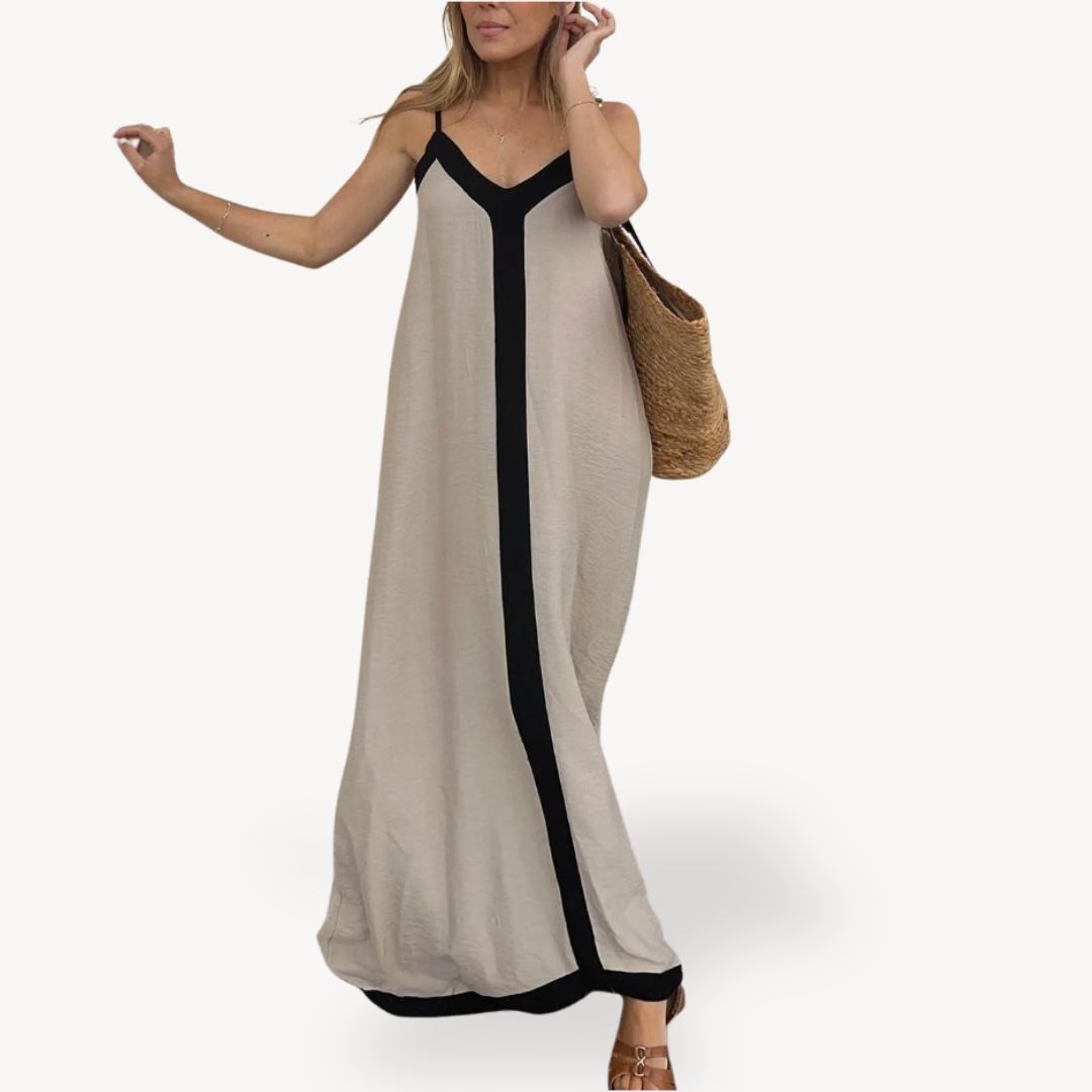 Women's Contrast Trim Maxi Slip Dress