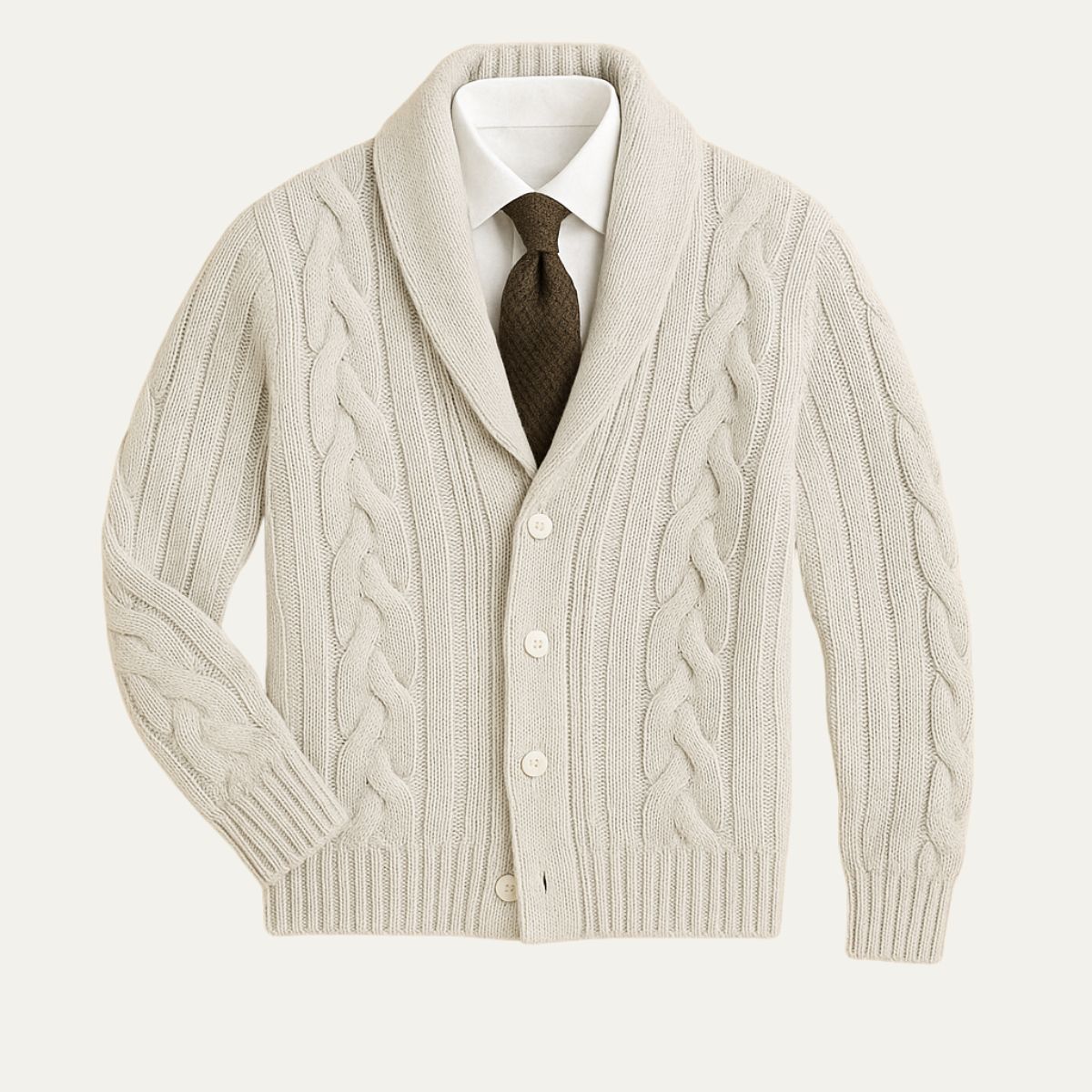 Men’s Cable Knitted Shawl Collar Cardigan
