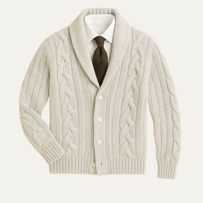 Men’s Cable Knitted Shawl Collar Cardigan