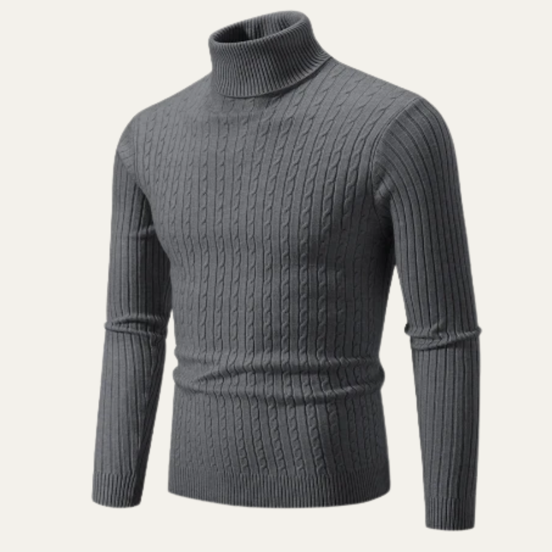 Men’s Slim Fit Cable Knit Turtleneck Sweater
