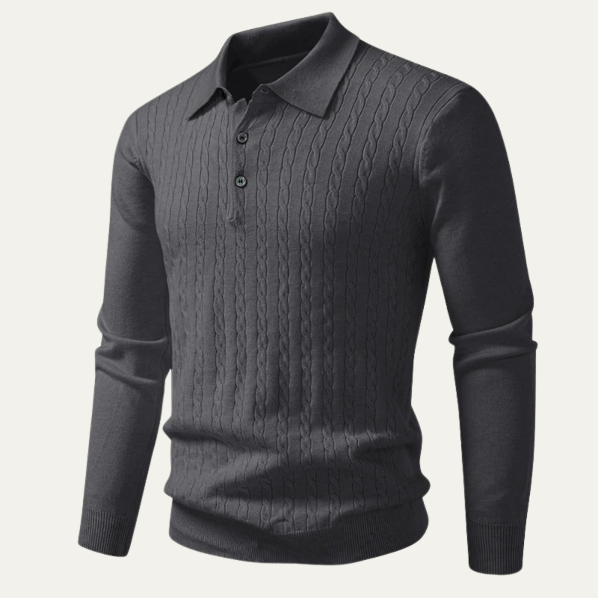 The Livigno Men’s Elegant Cable Ribbed Knit Polo Shirt