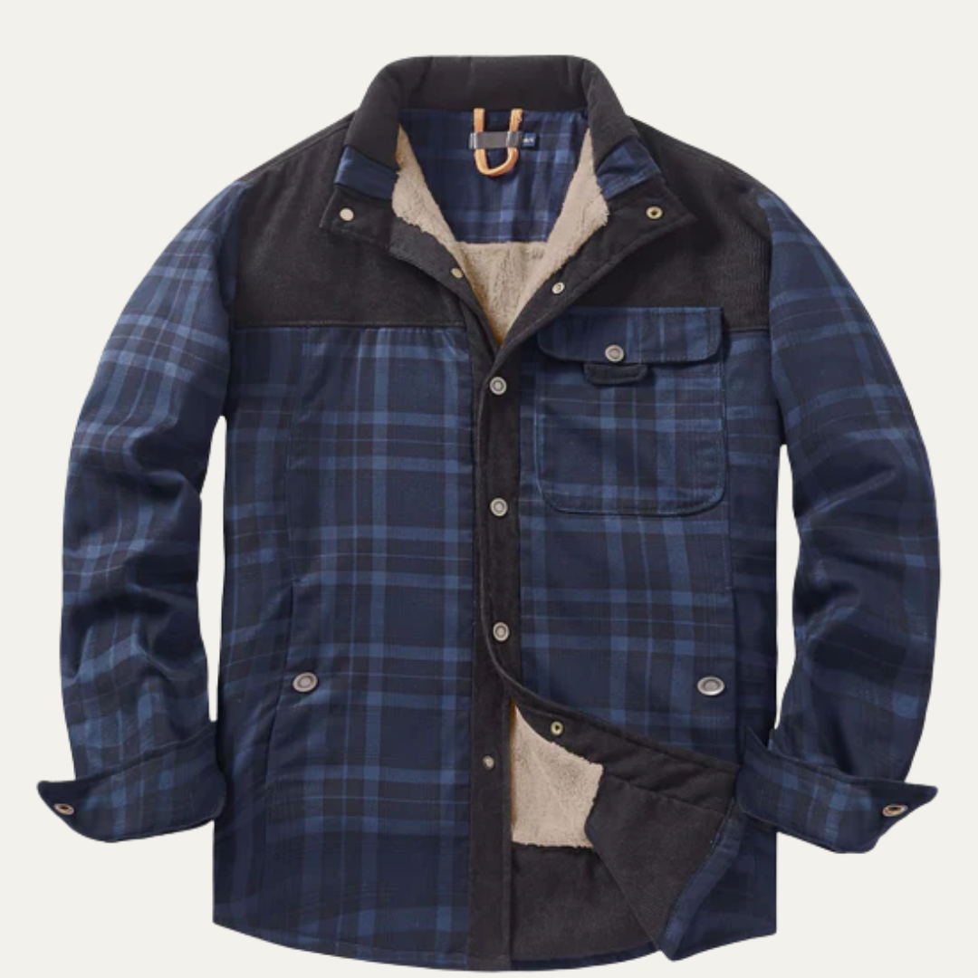 Men’s Insulated Plaid Flannel Shacket with Faux Fur Lining