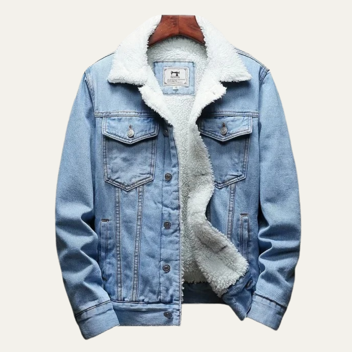 Men’s Winter Shearling Lined Denim Trucker Jacket