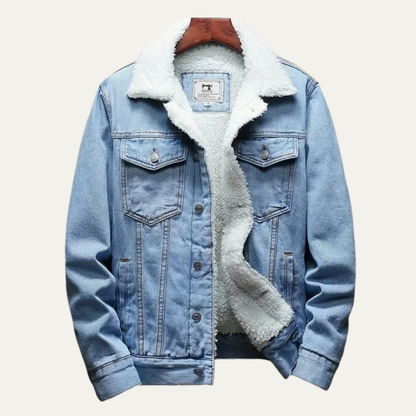 Men’s Winter Shearling Lined Denim Trucker Jacket