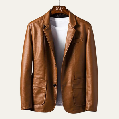 Men’s Sleek Leather-Look Blazer
