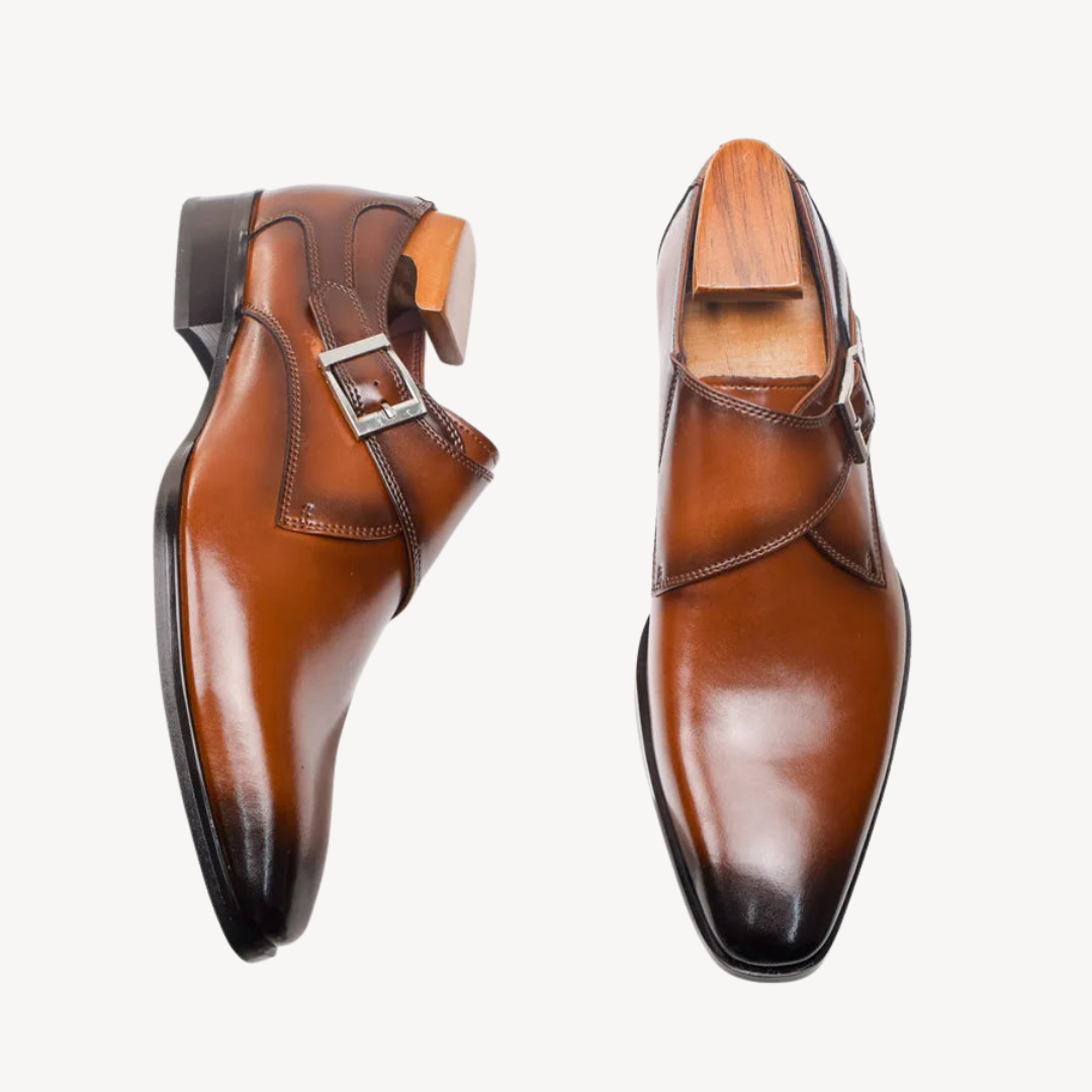 Orthopedic Leather Dress Shoes with Buckle