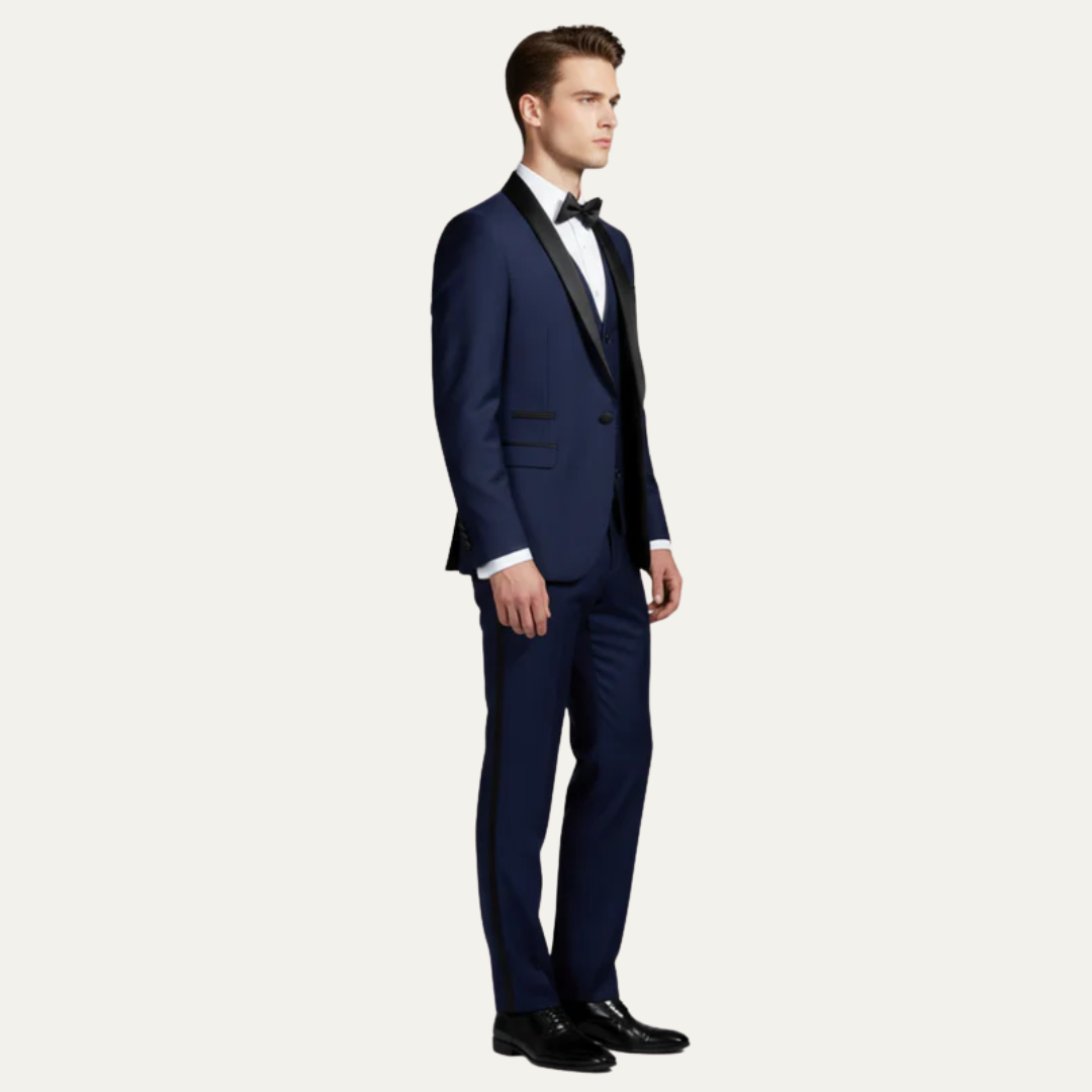 Men’s Satin Lapel Tuxedo Three Piece Suit
