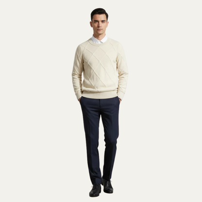 Men’s Diamond Knit Round Neck Sweater