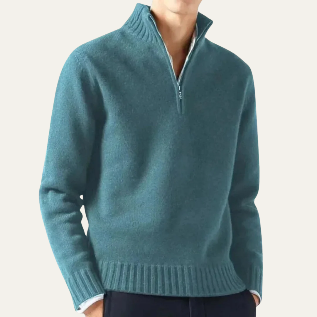 Men’s Ribbed Collar Quarter Zip Sweater