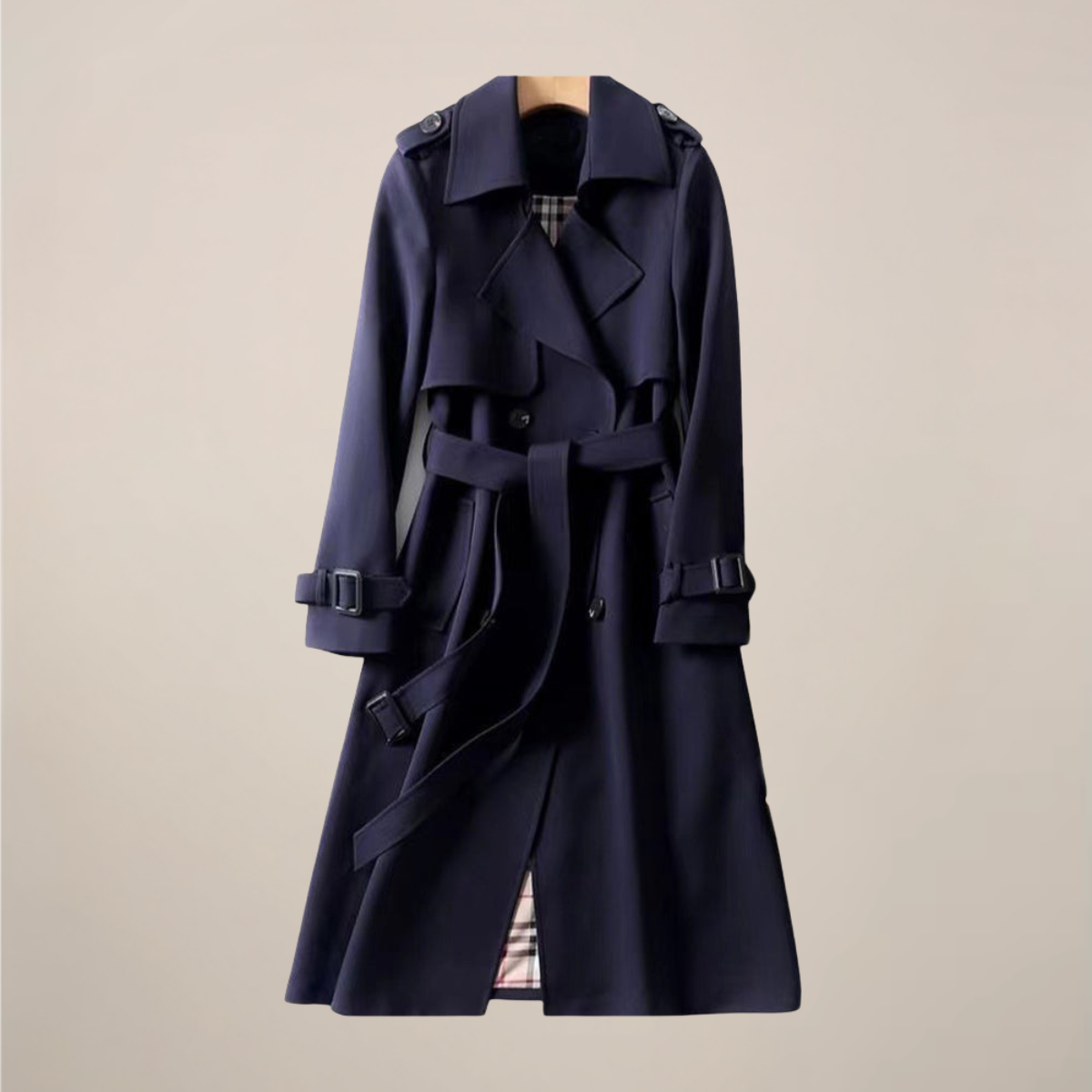 Women’s Classic Belted Trench Coat – Timeless Double-Breasted Design
