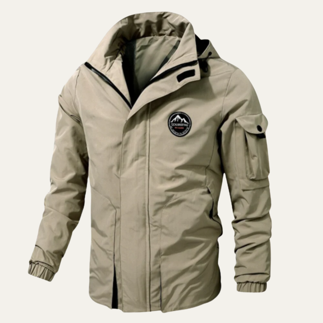 Men’s Heavy Duty Tactical Jacket with Hood and Sleeve Cargo Pocket
