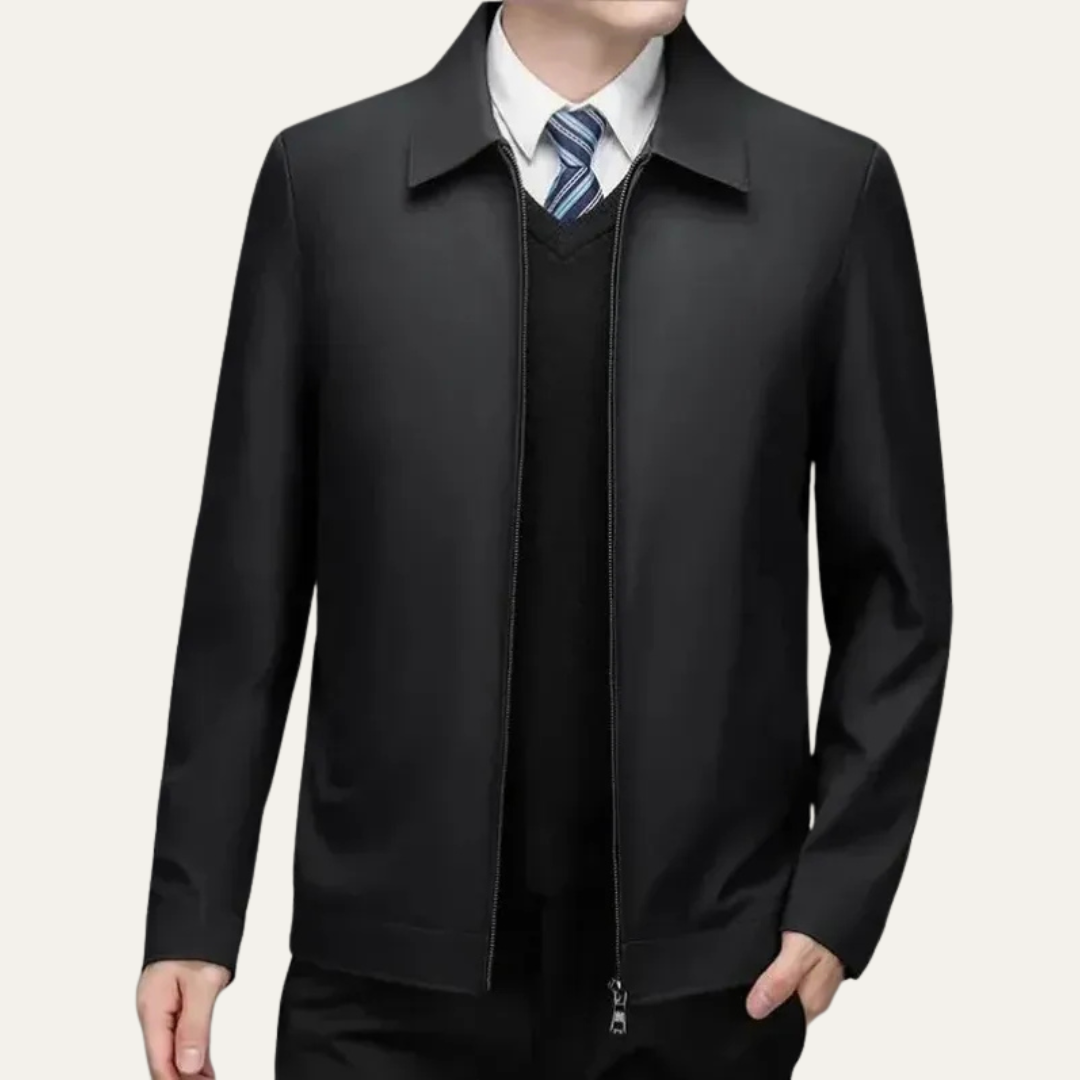 Men’s Tailored Notched Collar Zip Front Jacket