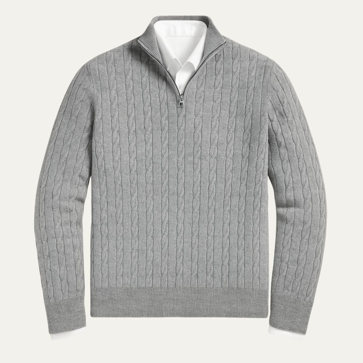 Men’s Old Money Cable Knit Quarter Zip Pullover