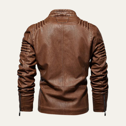 Men’s Quilted Biker Jacket with Snap Collar