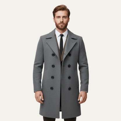 Men’s Double Breasted Notched Lapel Overcoat