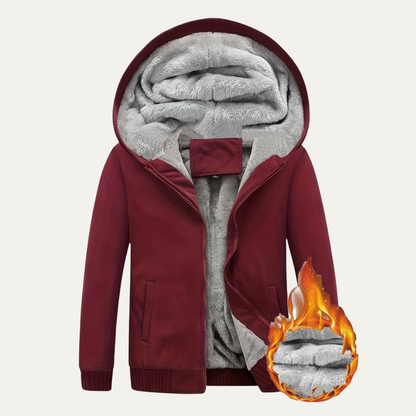 Men’s Heavy Duty Plush Fleece Lined Hooded Zip Jacket