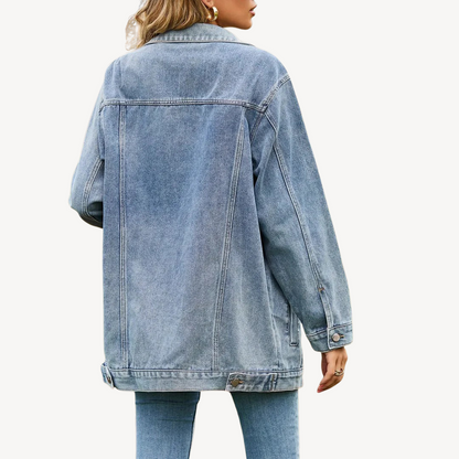 Denim Button-Up Jacket for Women