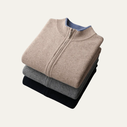 Men’s Modern Collarless Zip Up Cardigan