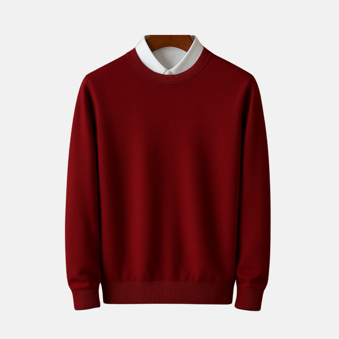 Men’s Pullover Sweatshirt – Fine Gauge Knit – Classic Fit – Crew Neck – Ribbed Trim
