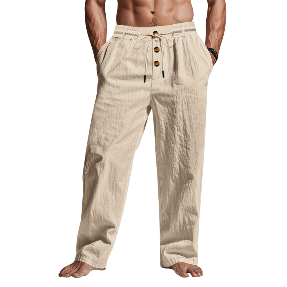 Relaxed Fit Elastic Waist Pants for Men