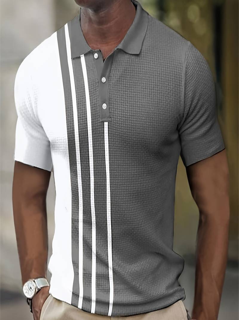 Noah Colorblocked Waffle and Stripe Shirt