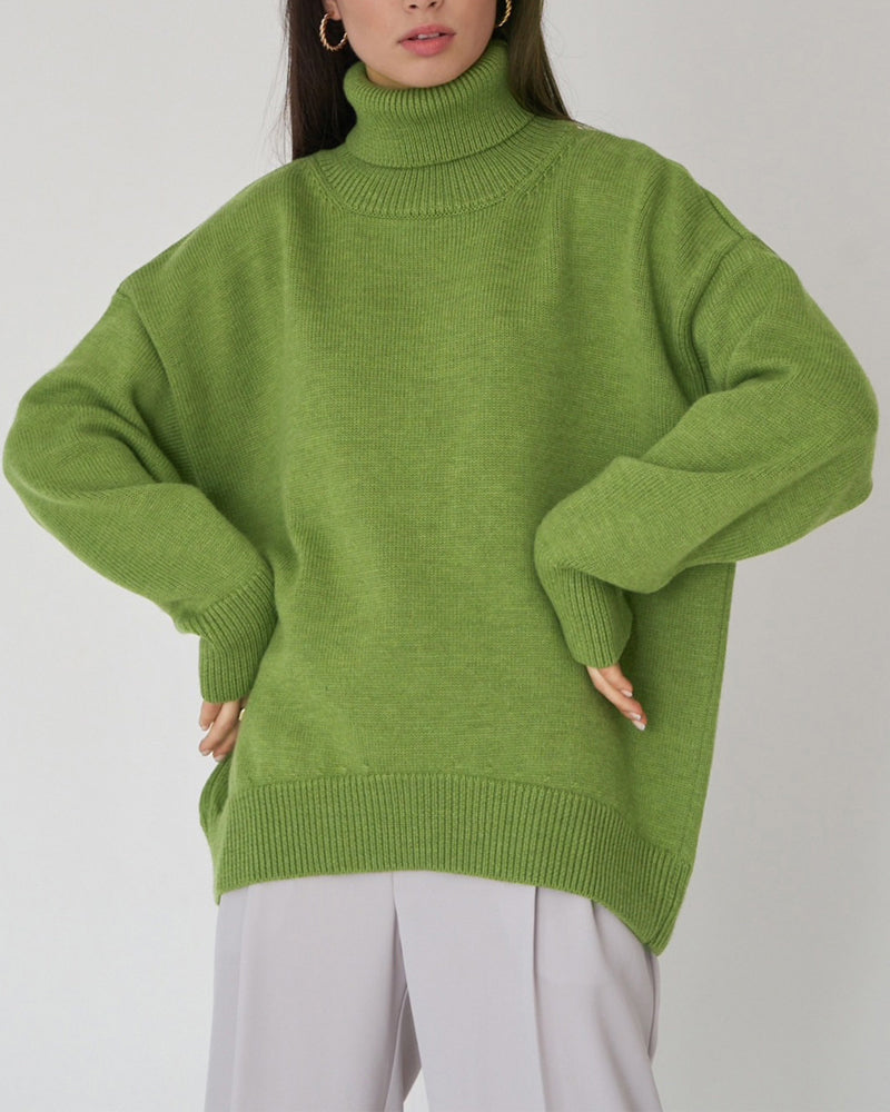 Women's Cozy Loose Fit Crew Neck Sweater