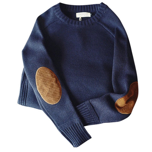 Classic Cable Knit Sweater with Elbow Patches - BritishElegance