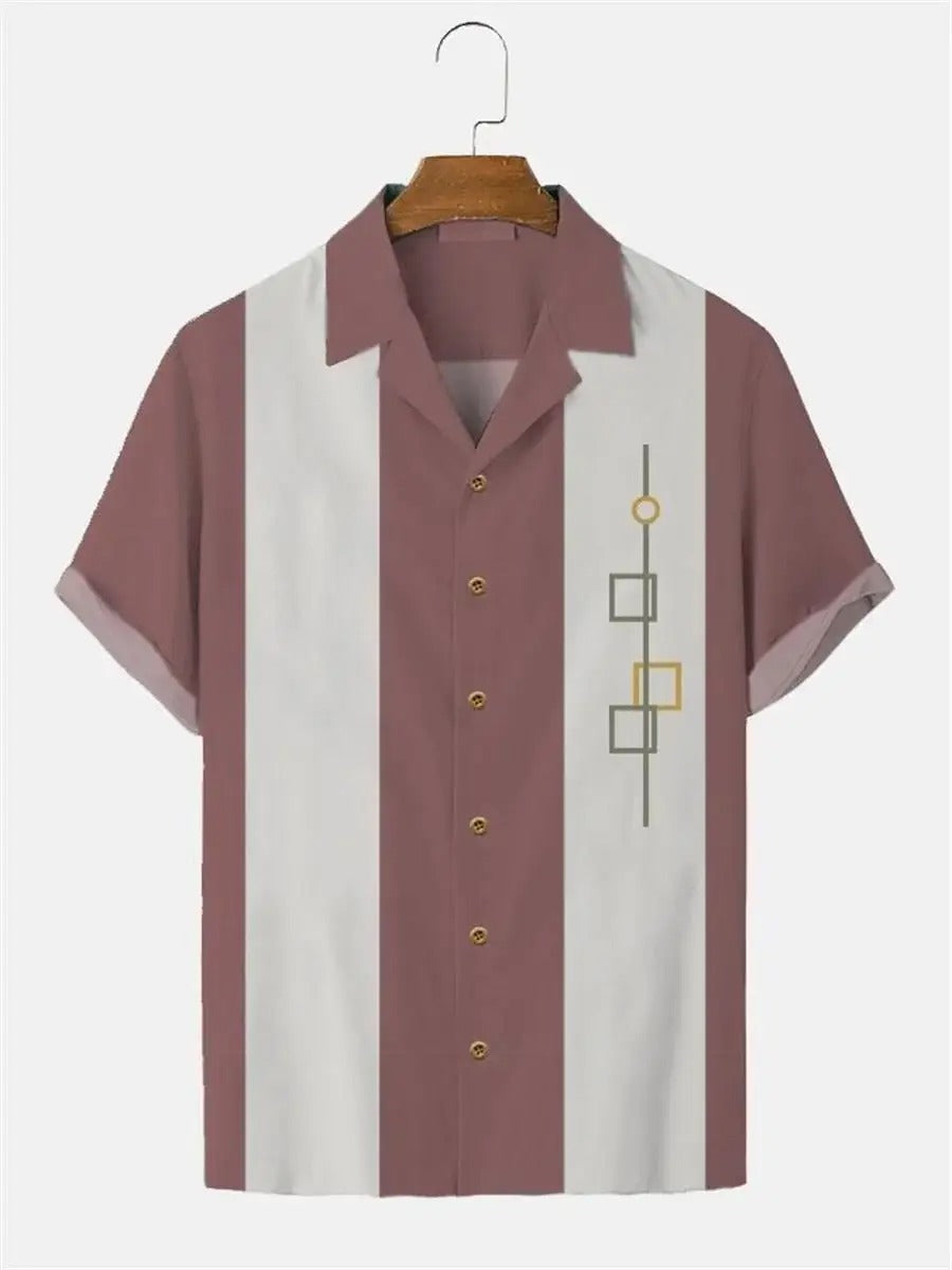 Classic Short Sleeve Shirt with Vintage Stripes