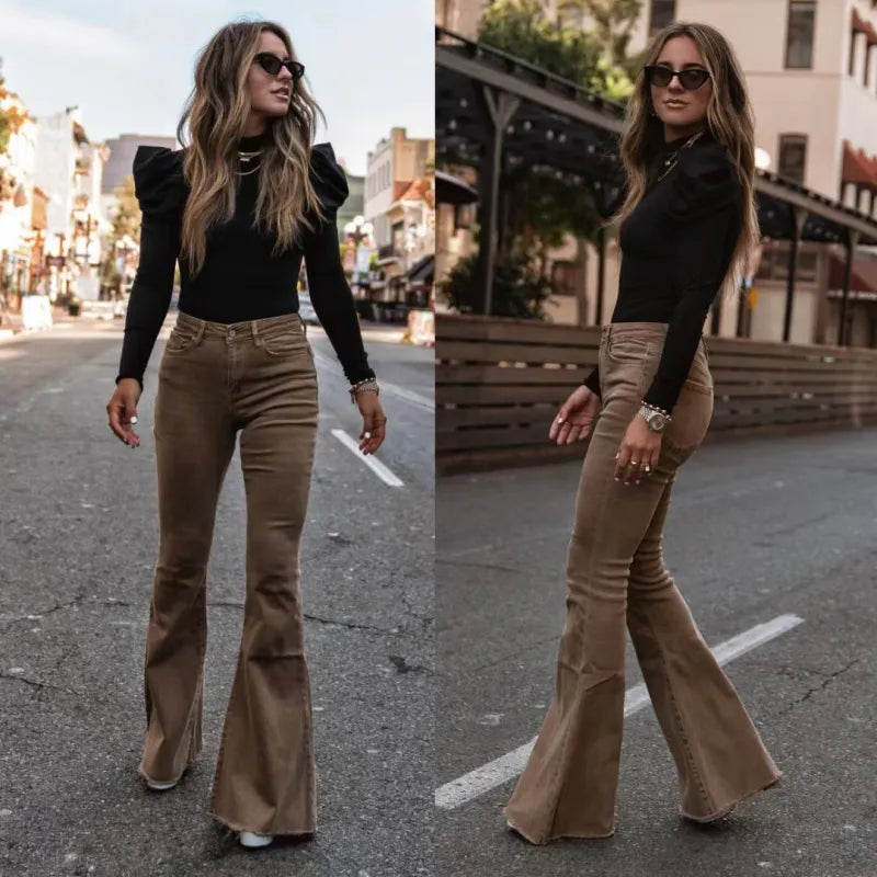 Classic Wide Leg Velvet Women's Trousers