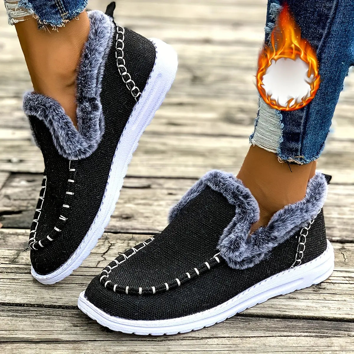 Velisse | Women’s Warm Slip-On Loafers – Plush, Lightweight & Cozy Winter Shoes