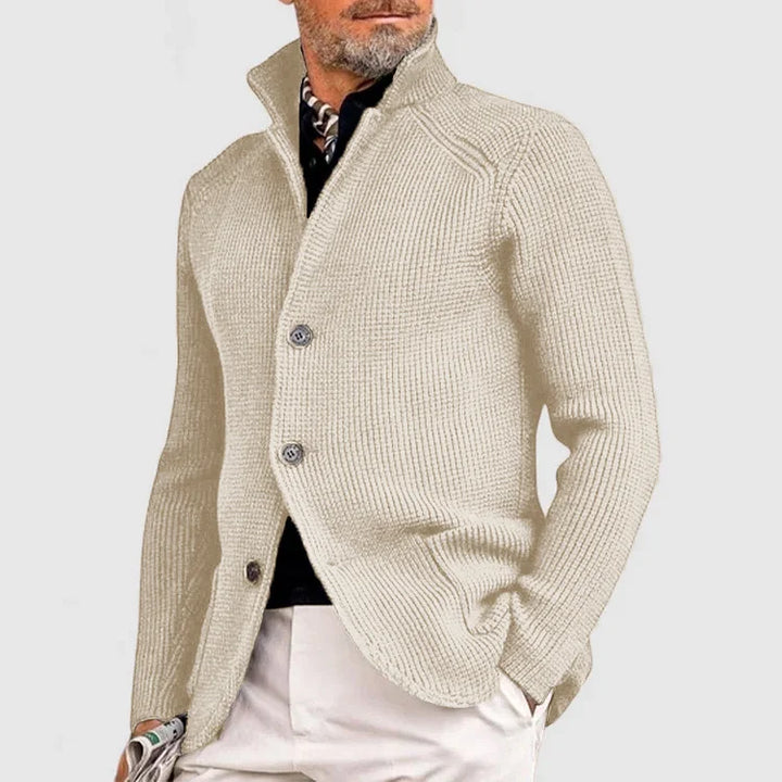 Elegant Men's Kendu Coat with Knitted Pocket and Lapel
