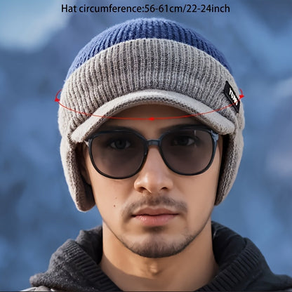 Men’s Winter Beanie with Ear Flaps – Warm Knit Outdoor Hat
