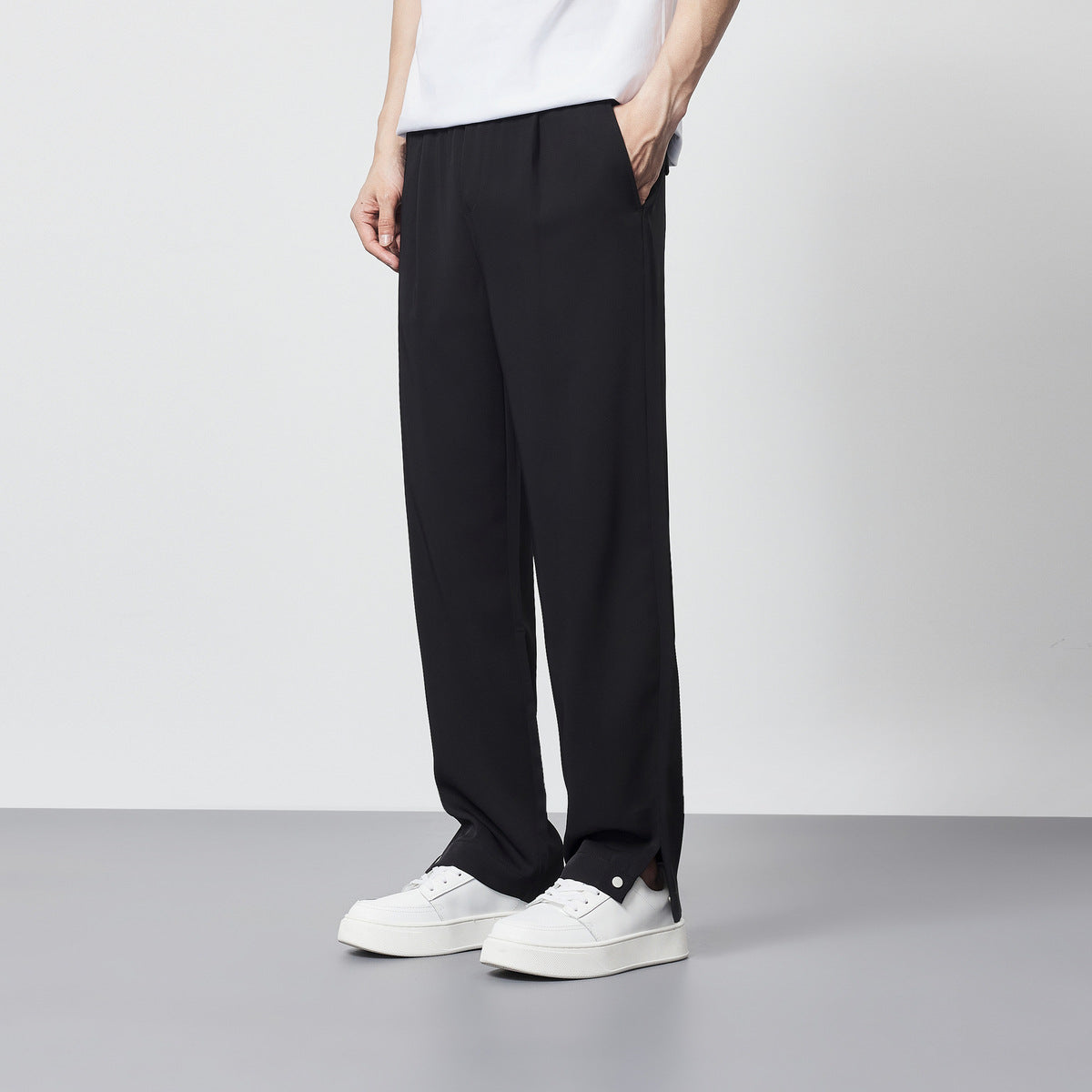 Relaxed Fit Men's Wide Leg Dress Pants