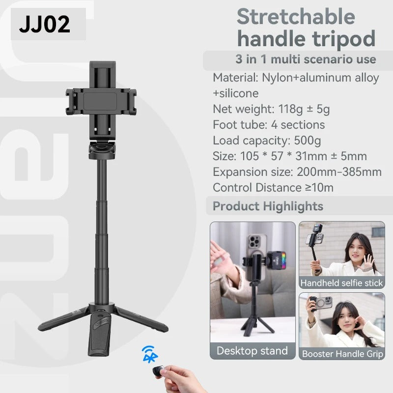 Wireless Bluetooth Selfie Stick With 360° Rotating Head