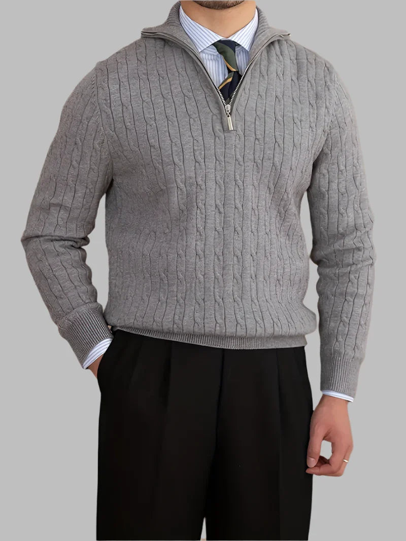 Warm Mens Winter Quarter Zip Sweater - BritishElegance