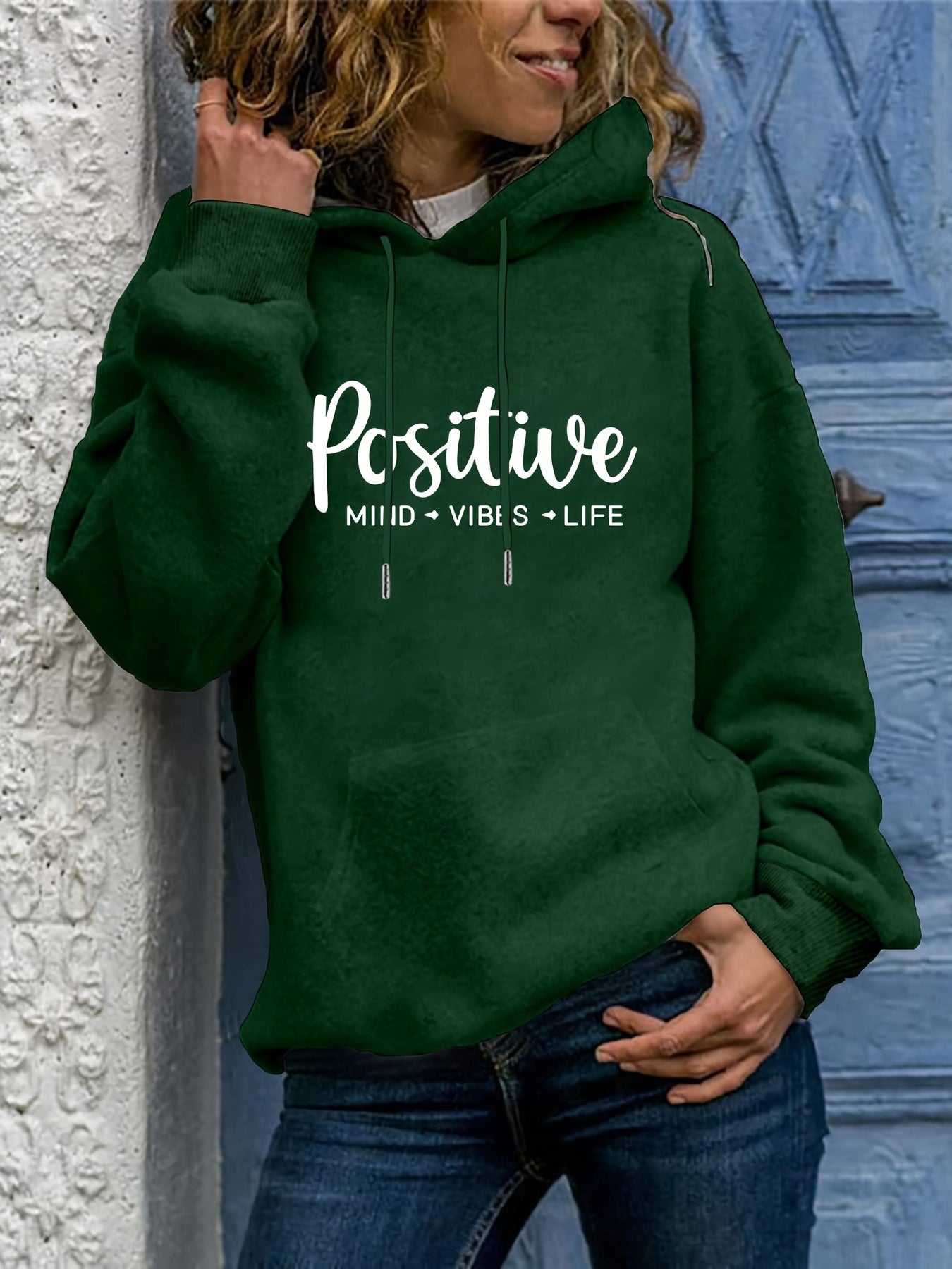 Cozy Women's Large Hooded Sweatshirt with Fun Graphic Pocket
