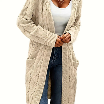 Women’s Open Front Cardigan – Soft Knit Winter Sweater with Pockets