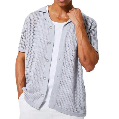 Airy Crochet Blouse with Button Front