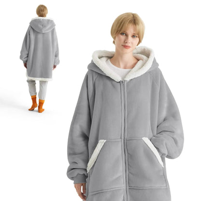 CozyHaven | Sherpa Fleece Wearable Blanket Hoodie – Zippered, Warm & Ultra-Soft