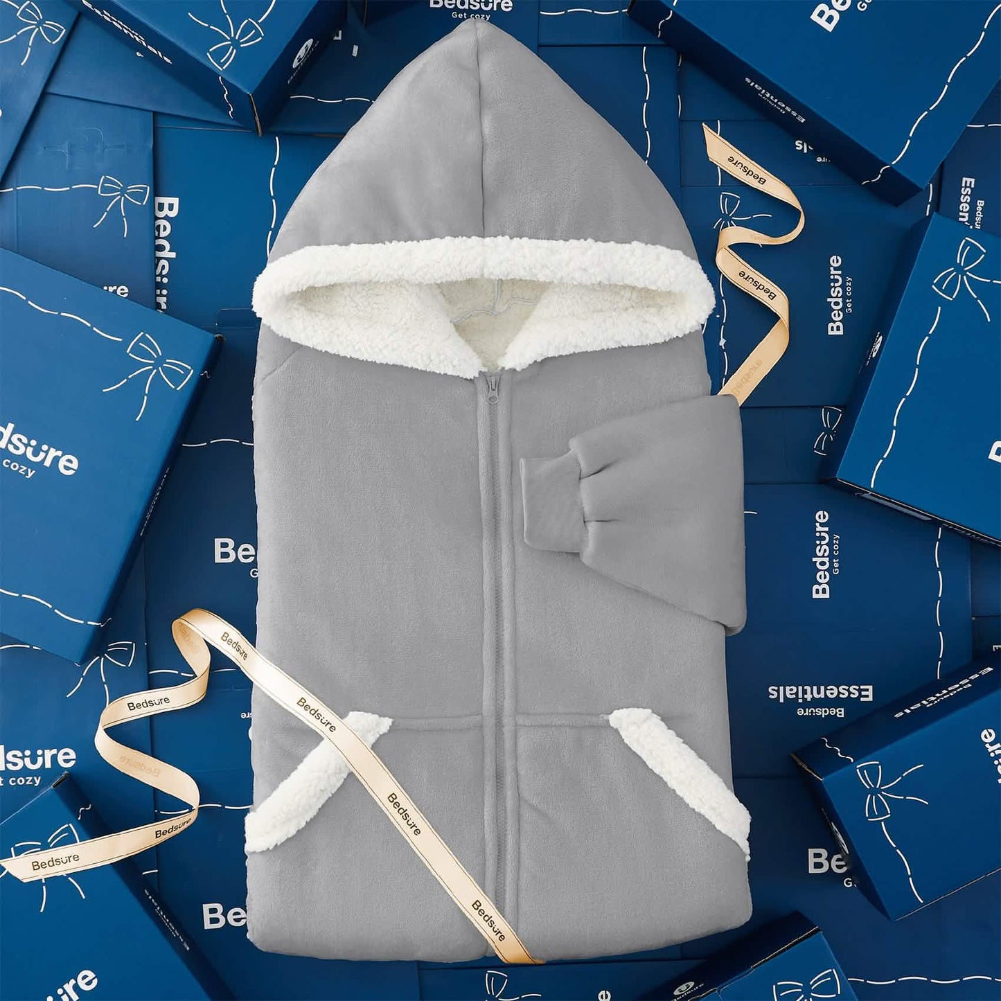 CozyHaven | Sherpa Fleece Wearable Blanket Hoodie – Zippered, Warm & Ultra-Soft