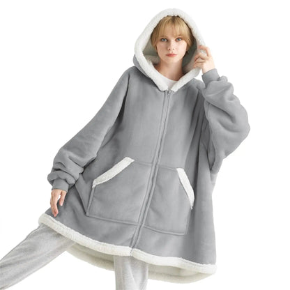 CozyHaven | Sherpa Fleece Wearable Blanket Hoodie – Zippered, Warm & Ultra-Soft