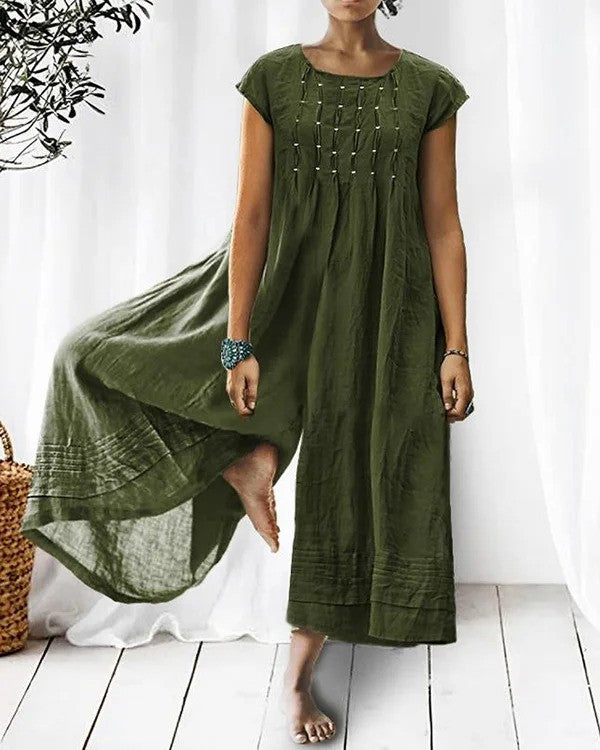 Relaxed Fit Linen Jumpsuit for Women