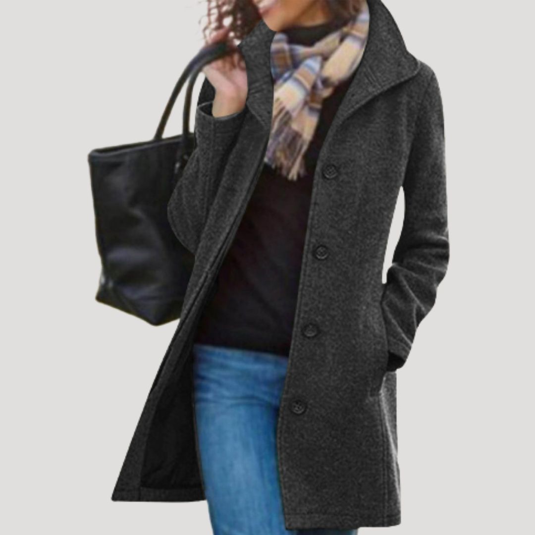 Luxury Wool Long Button Coat